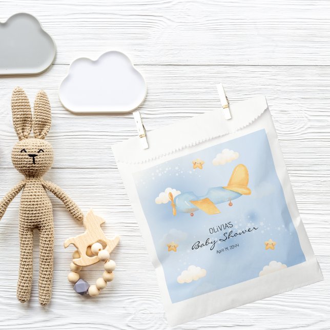Aeroplane,Clouds & Stars, Blue, Baby Boy,Cute  Favour Bag (Creator Uploaded)