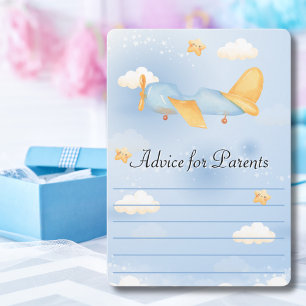 Aeroplane,Clouds & Stars, Blue, Baby Boy,Cute Holiday Card