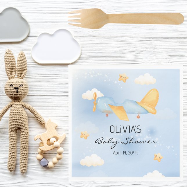 Aeroplane,Clouds & Stars, Blue, Baby Boy,Cute  Napkin (Creator Uploaded)