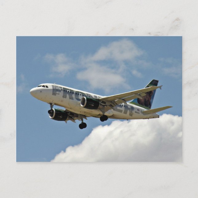Aeroplane coming out of clouds and roar through sk postcard (Front)