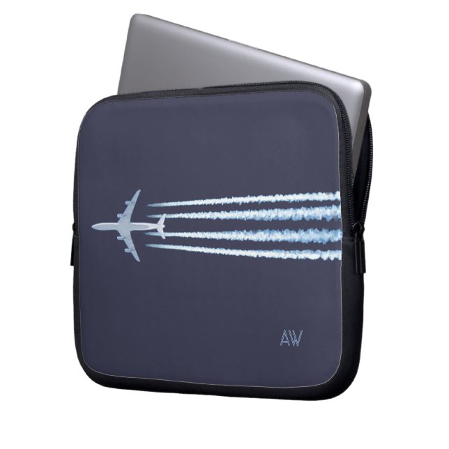 Aeroplane Contrails with (or without) your text Laptop Sleeve (Front Left)