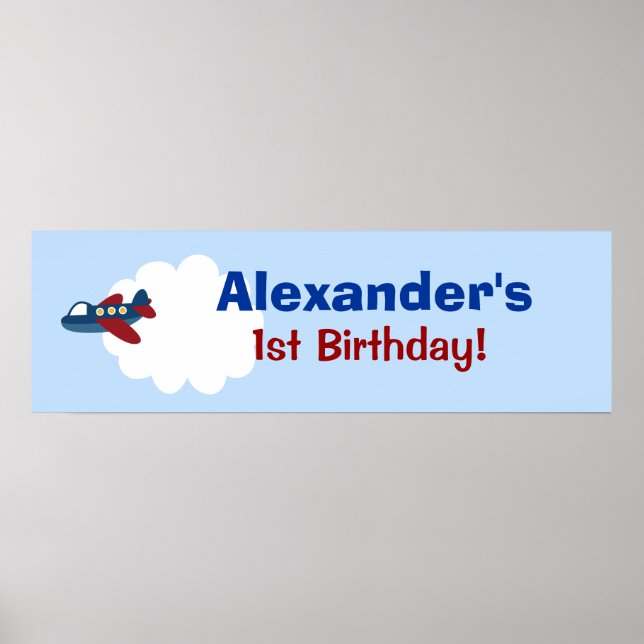 Aeroplane Custom Birthday Banner Poster Print (Front)