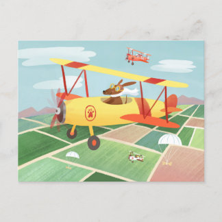 Aeroplane Delivery Dogs Postcard