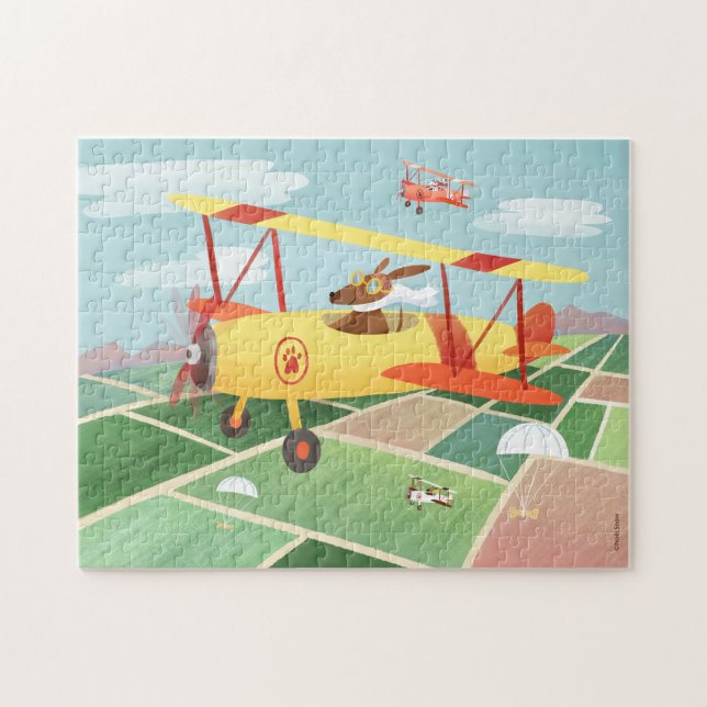 Aeroplane Delivery Pilot Dogs Jigsaw Puzzle (Horizontal)