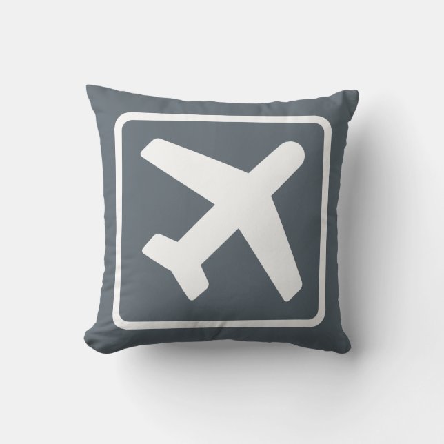 Aeroplane departure icon grey throw pillow (Front)