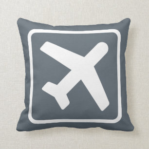Aeroplane departure icon grey throw pillow