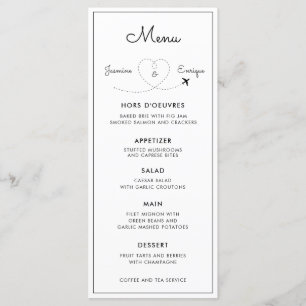 Aeroplane Destination Wedding Menu