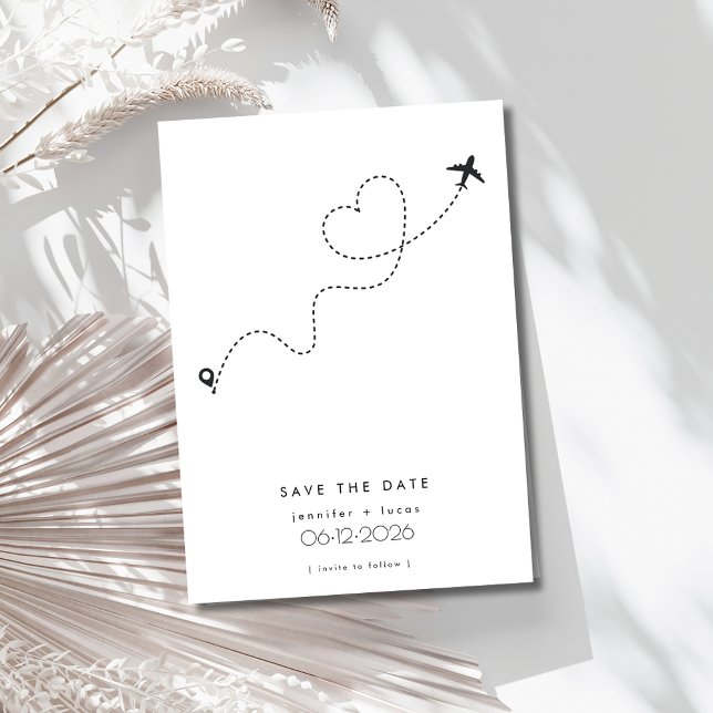 Aeroplane Destination Wedding Photo Save the Date (Airplane Destination Wedding Photo Save the Date)