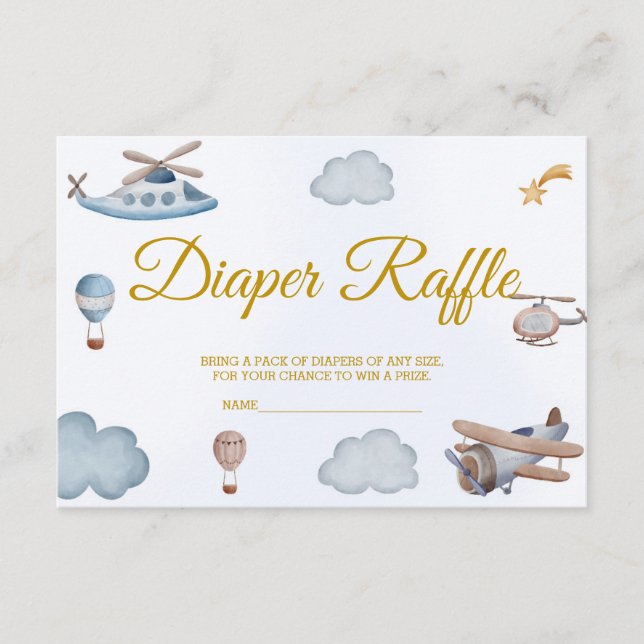 Aeroplane Diaper Raffle ticket Enclosure Card (Front)