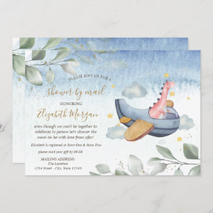 Aeroplane Dino Virtual Baby Shower By Mail  Invitation