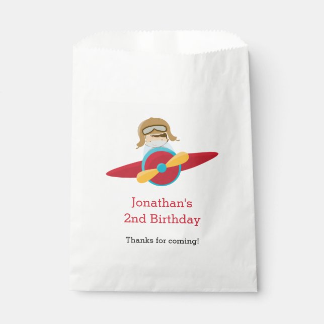 Aeroplane Favour Bags with Pilot Personalised (Front)