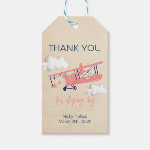 Aeroplane Favour Tags for Girl Birthday Party