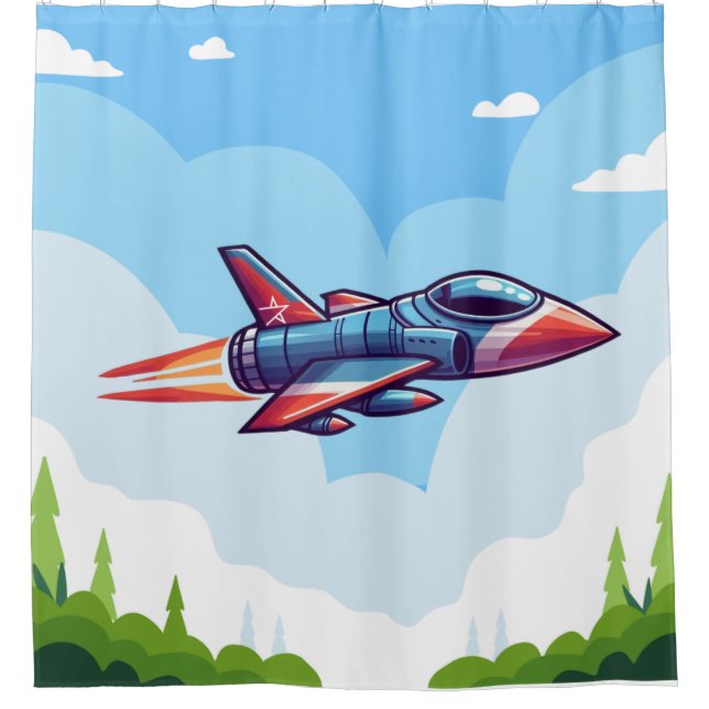 aeroplane/fighter jet shower curtain (Front)