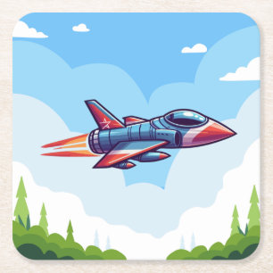 aeroplane/fighter jet square paper coaster
