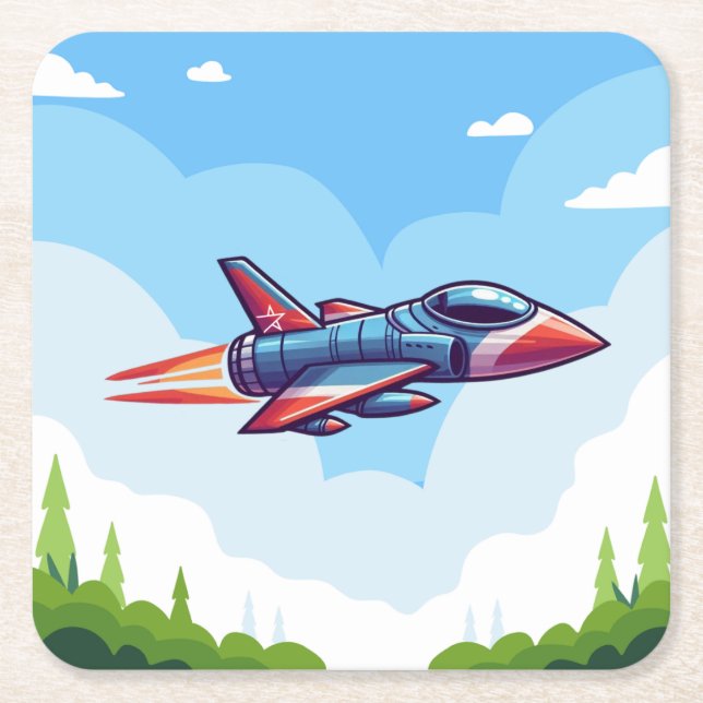 aeroplane/fighter jet square paper coaster (Front)