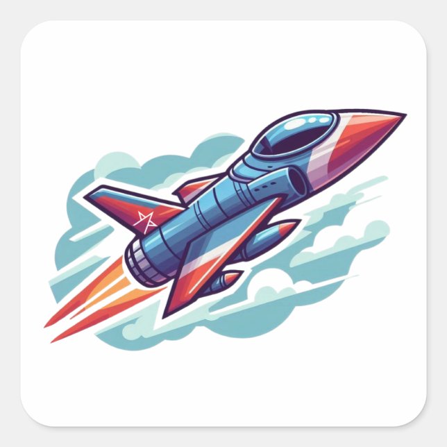 aeroplane/fighter jet square sticker (Front)