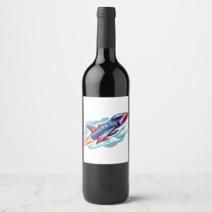 aeroplane/fighter jet wine label