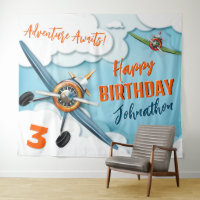 Aeroplane Fighter Pilot Boy Birthday Backdrop