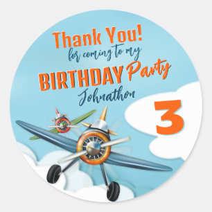 Aeroplane Fighter Pilot Boy Birthday Classic Round Sticker