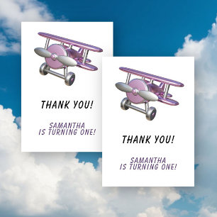Aeroplane First Birthday Thank you Card