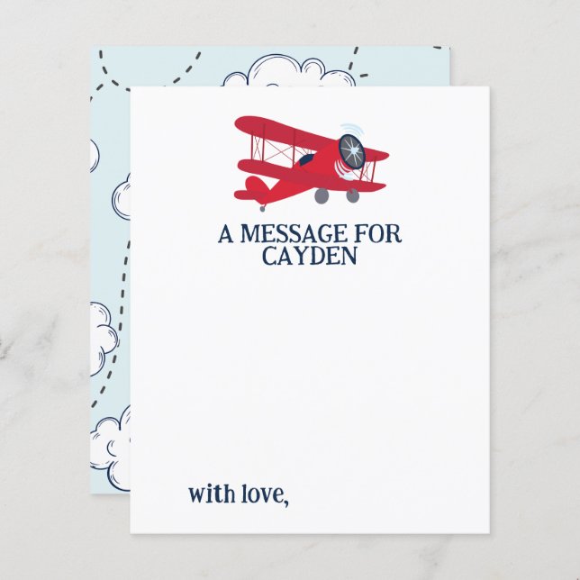 Aeroplane First Birthday Time Capsule Message Card (Front/Back)