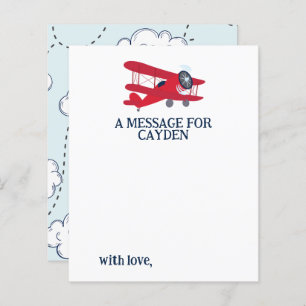 Aeroplane First Birthday Time Capsule Message Card