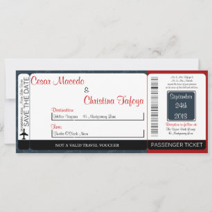 Aeroplane Flight  Boarding Pass Wedding Invitation