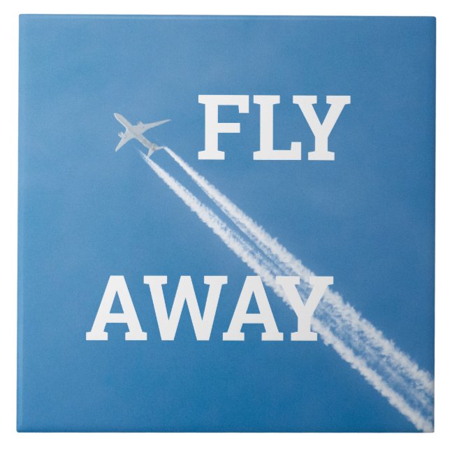 Aeroplane fly in the blue sky ceramic tile (Front)
