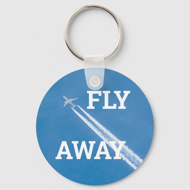 Aeroplane fly in the blue sky key ring (Front)