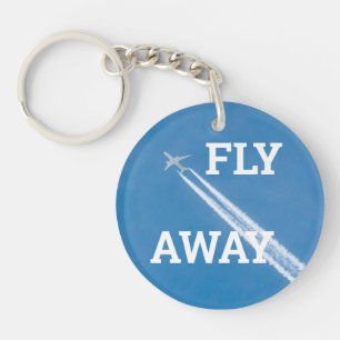 Aeroplane fly in the blue sky key ring