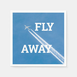 Aeroplane fly in the blue sky napkin