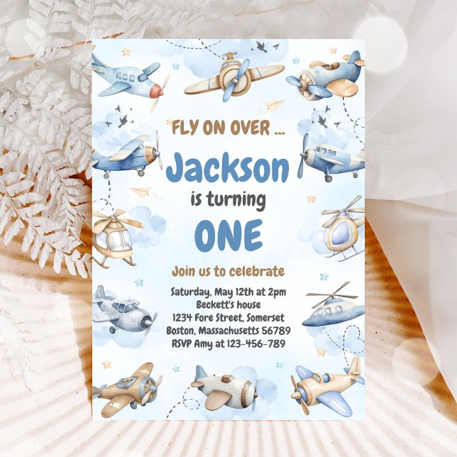 Aeroplane Fly On Over Boy Birthday Invitation (Creator Uploaded)