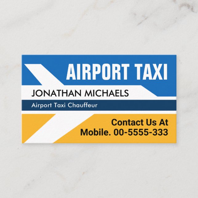 Aeroplane Flying Airport Taxi Service Business Card (Front)