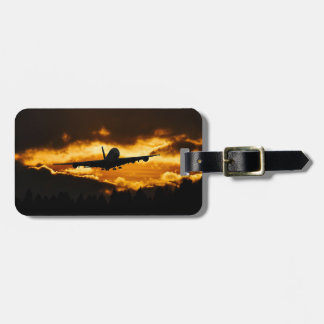 Aeroplane Flying at Sunset Luggage Tag