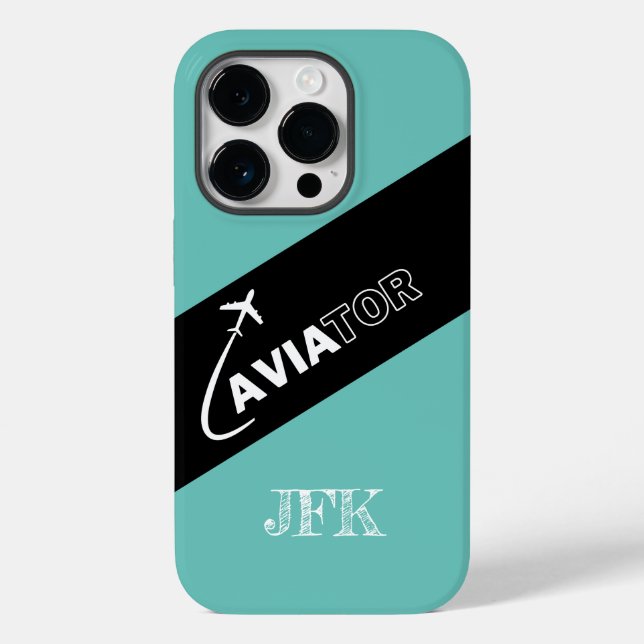 Aeroplane Flying Aviator Green Black Aviation Case-Mate iPhone Case (Back)