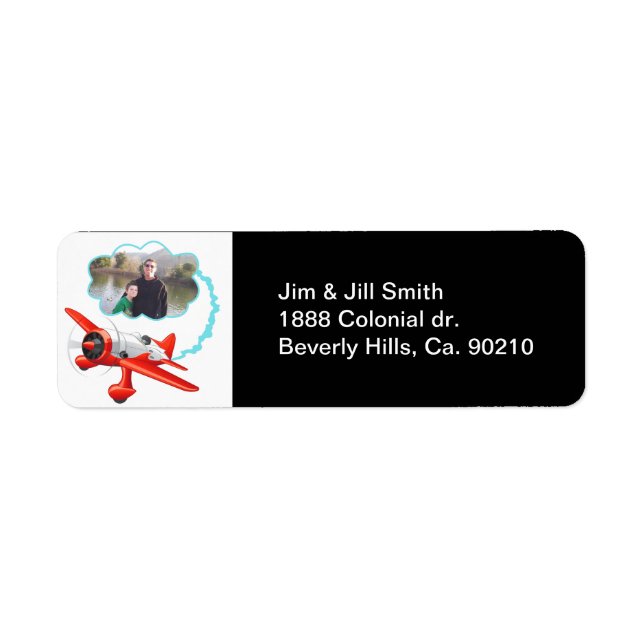 Aeroplane Flying High Add Your Photo Return Address Label (Front)