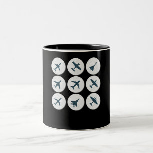 Aeroplane Flying Pilot Birthday Gift Idea Men Dad Two-Tone Coffee Mug