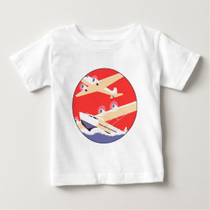 Aeroplane Flying Vintage WPA Colourful Baby T-Shirt