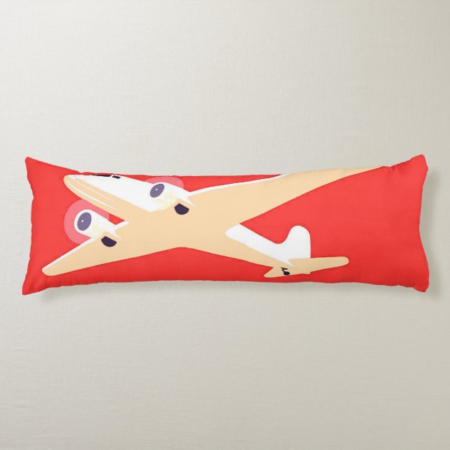 Aeroplane Flying Vintage WPA Colourful Body Cushion (Front)