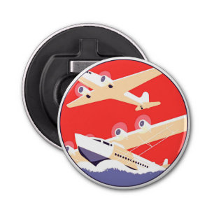Aeroplane Flying Vintage WPA Colourful Bottle Opener