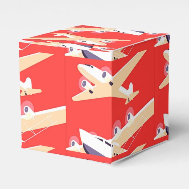 Aeroplane Flying Vintage WPA Colourful Favour Box (Front Side)