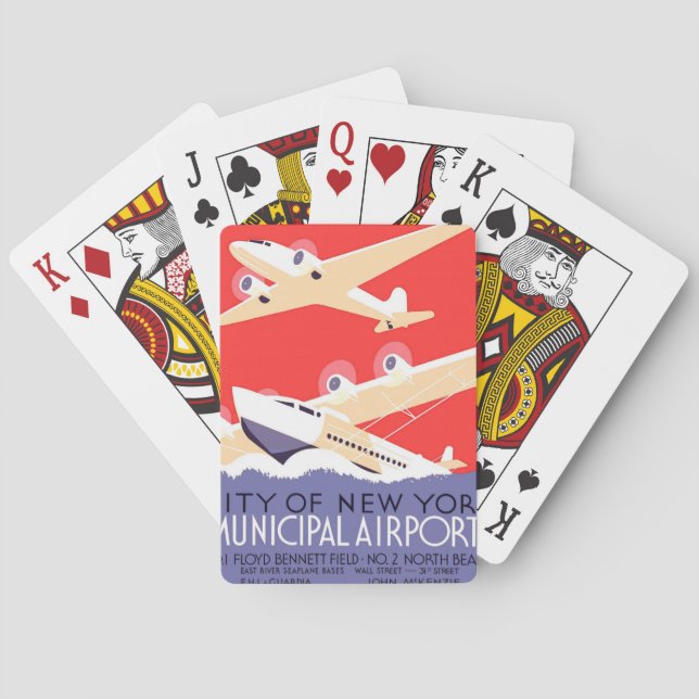 Aeroplane Flying Vintage WPA Colourful Playing Cards (Back)