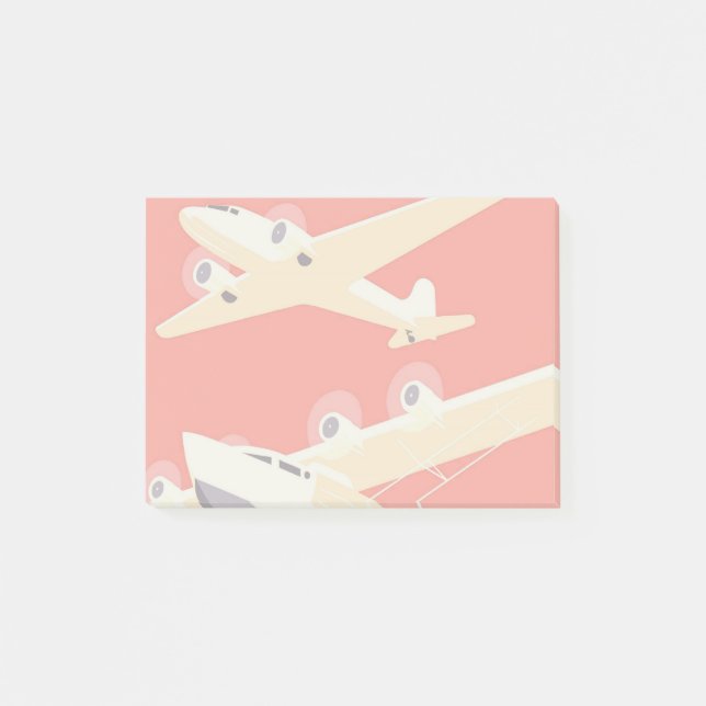 Aeroplane Flying Vintage WPA Colourful Post-it Notes (Front)
