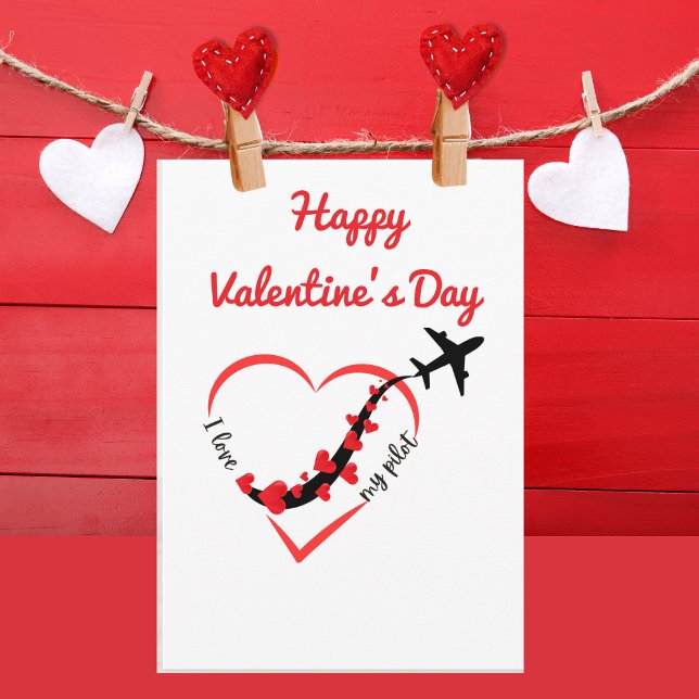 Aeroplane flying with hearts string,simple, modern card (Creator Uploaded)