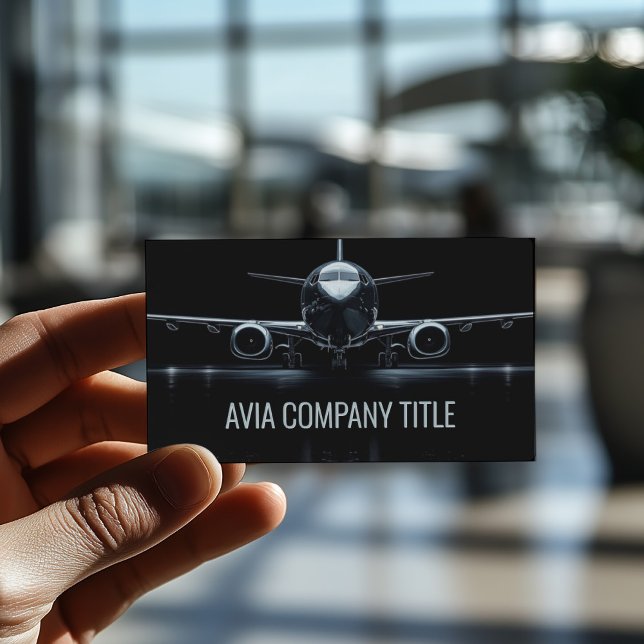 Aeroplane Front Boeing Model Solid Black Avia Business Card (Perfect for business)