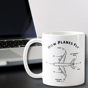 Aeroplane Funny How Planes Fly, Pilot Flight Crew  Coffee Mug