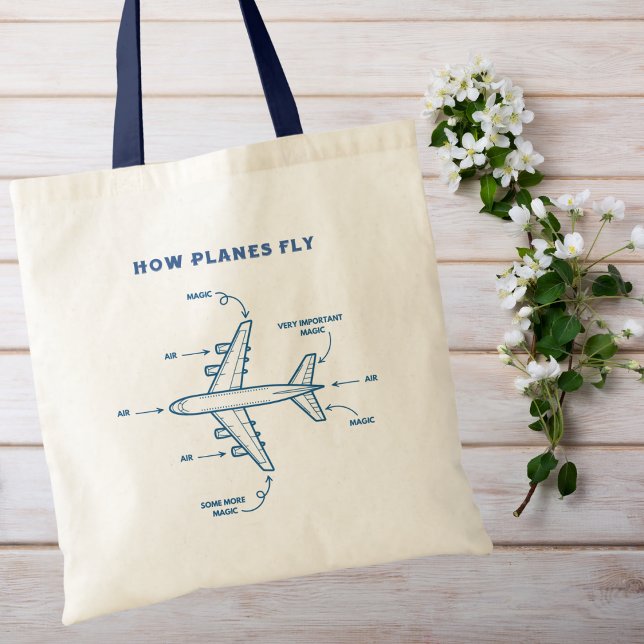 Aeroplane Funny How Planes Fly Pilot or Flight Cre Tote Bag (Creator Uploaded)