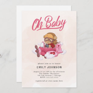 Aeroplane Girl Baby Shower Invitation