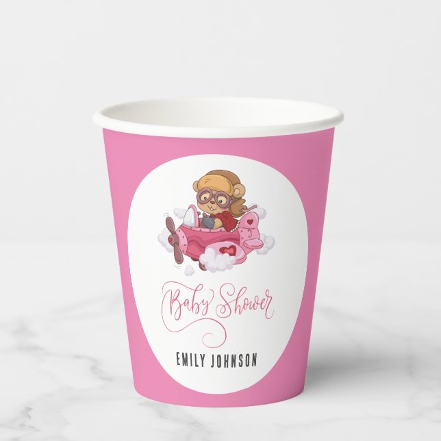 Aeroplane Girl Baby Shower Paper Cups (Front)