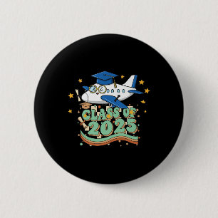 Aeroplane Graduate Cl Of 2025 Kids Mens Womens Gra 6 Cm Round Badge